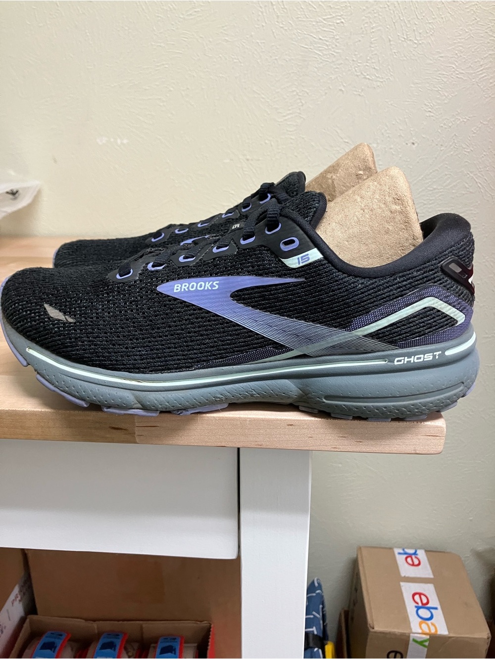 Brooks Ghost 15 Women’s Sneakers - Black with Lavender Accents - Picture 4 of 10